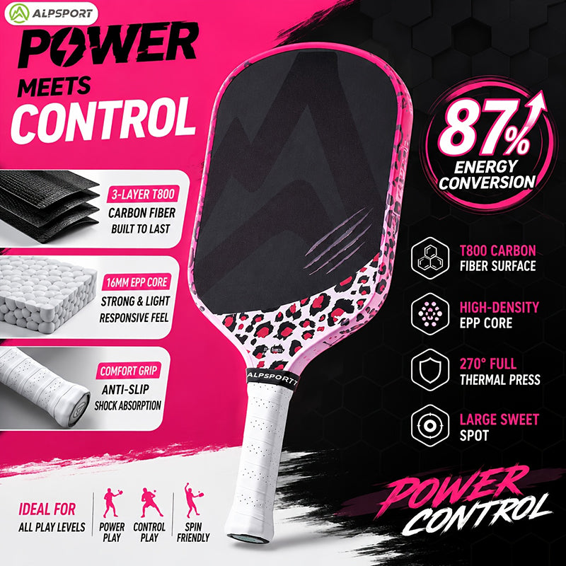 ALPSPORT PINK LEOPARD BUTTERFLY PICKLEBALL PADDLE | ALP-SPORT