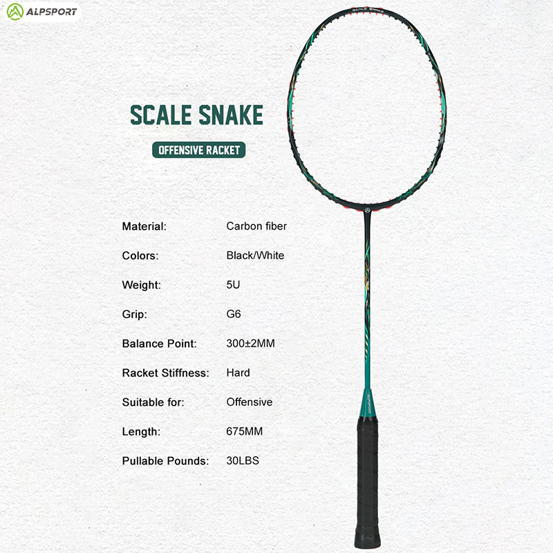 Print 5u Racket ALPSPORT 5U BADMINTON RACKET-SCALE SNAKE | ALP-SPORT